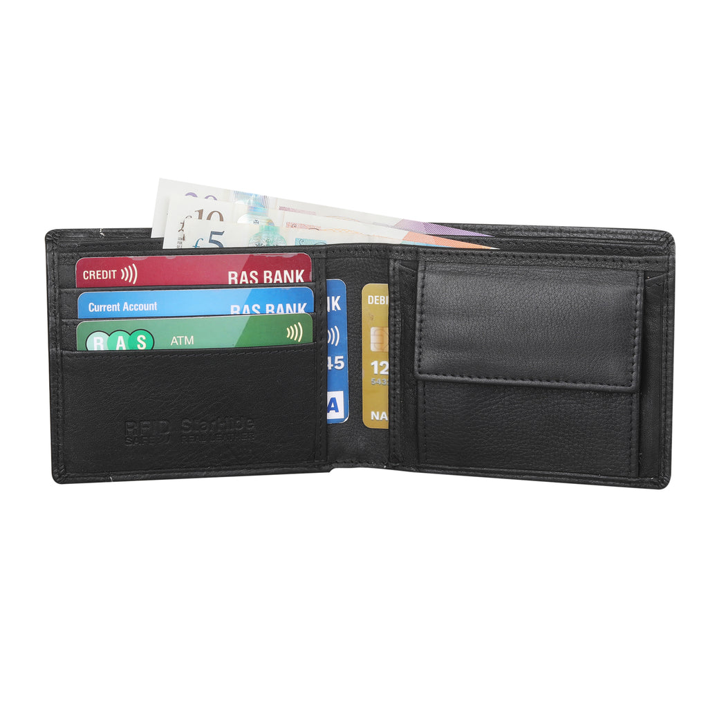 STARHIDE Mens RFID Blocking Genuine Leather Wallet with Removable Minimalist Slim Card Holder 1125