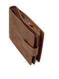 STARHIDE Genuine Distressed Leather RFID Blocking Wallet With Zipped Coin Pocket On The Side 1180 Tan - Starhide