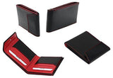 STARHIDE Mens RFID Blocking Genuine Goat Leather Wallet 620 (Black Red) - Starhide