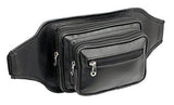STARHIDE Large Genuine Leather Travel Money Belt Bum Bag Adjustable Waist Strap 510 Black