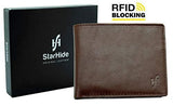 Starhide Men's RFID Signal Blocking Passcase Bifold Wallet Genuine Leather Carryall Coin Pouch Card Holder with Gift Box 1216 - Starhide