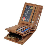 STARHIDE Genuine Distressed Leather RFID Blocking Wallet With Zipped Coin Pocket On The Side 1180 Tan - Starhide