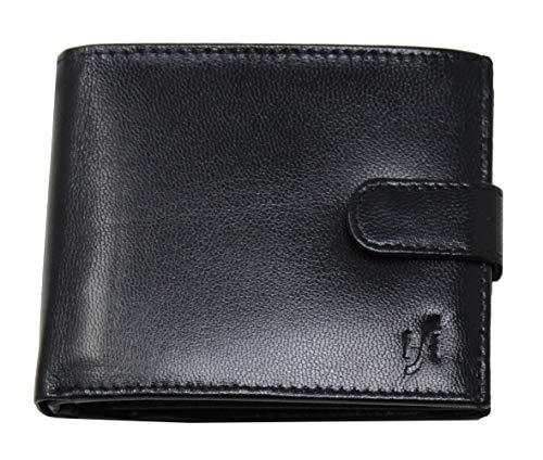 STARHIDE Mens RFID Blocking Genuine Leather Coin Pocket Wallet 625 Black RED - Starhide