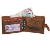 STARHIDE Men's Designer Wallet RFID Blocking Distressed Hunter Vintage Leather Coin Pocket Purse Gift Boxed - 1065 (Brown)