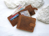 STARHIDE Men's Designer Wallet RFID Blocking Distressed Hunter Vintage Leather Coin Pocket Purse Gift Boxed - 1065 (Brown)