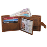 STARHIDE Men's Designer Wallet RFID Blocking Distressed Hunter Vintage Leather Coin Pocket Purse Gift Boxed - 1065 (Brown)