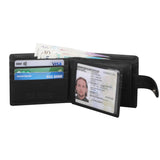 StarHide Mens RFID Safe Blocking Leather Passcase Wallet Black With Coin Pocket Gift Boxed 1120