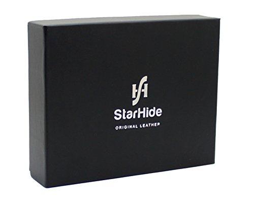 STARHIDE Men's RFID Blocking Wallet - Genuine VT Leather With Coin Pocket & ID Window (Black, 12 X 9.8 Cm)