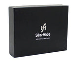 STARHIDE Mens RFID Blocking Trifold Distressed Hunter Leather and Canvas Wallet Credit Card Holder 805 Blue Brown - StarHide