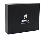 STARHIDE Mens RFID Blocking Nappa Leather Bifold Wallet with A Side Zipped Coin Pocket 1044 (Black) - Starhide