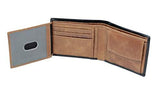 Starhide Mens Leather RFID Blocking Trifold Passcase Wallet Black Tan 1190 - Starhide