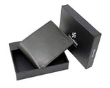 STARHIDE Mens RFID Blocking Trifold Calf Leather Coin Pocket Wallet 1217 Black - Starhide