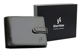 STARHIDE Gents RFID Blocking Smooth Genuine VT Leather Wallet With Coin Pocket and Id Window 1212 (Black)