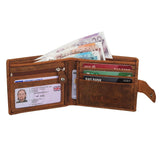 StarHide Mens RFID Protected Disressed Hunter Leather Wallet 1100 (Brown) - StarHide