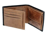 Starhide Mens Leather RFID Blocking Trifold Passcase Wallet Black Tan 1190 - Starhide