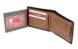 Starhide Mens Leather RFID Blocking Trifold Passcase Wallet Black Tan 1190 - Starhide