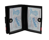 STARHIDE Women Genuine Leather RFID Blocking Twin ID Flash Pocket Clutch Wallet 630 Black Red - Starhide