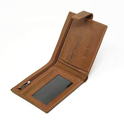 STARHIDE Mens RFID Blocking Genuine Distressed Hunter Leather Bifold Wallet 715 Brown - Starhide