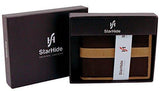 STARHIDE Slim Two Fold Leather and Canvas Wallet for Men 1214 Brown Tan - StarHide