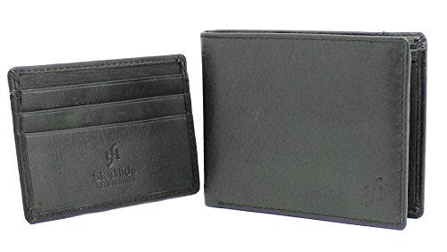 STARHIDE Mens Ultra Slim Real Leather Credit Card Holder Billfold Coin Wallet NA11 Black - Starhide