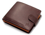 STARHIDE Mens RFID Blocking Compact Real Leather Billfold Coin Pocket Wallet ID Holder 1075 Brown Tan