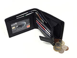 STARHIDE Mens RFID Blocking Nappa Leather Bifold Wallet with A Side Zipped Coin Pocket 1044 (Black) - Starhide
