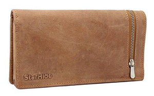 STARHIDE Womens RFID Shielded Real Distressed Hunter Leather Clutch Wallet 5565 (Brown) - Starhide