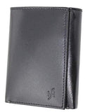 STARHIDE RFID Blocking Tall Genuine Goat Leather Trifold Zip Wallet Gift Boxed 615 (Black/Green) - Starhide