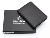 STARHIDE Mens Front Pocket RFID Blocking Minimalist Slim Leather Credit Cardholder Case 120 Black Blue - Starhide