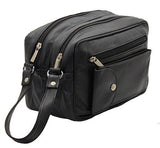 STARHIDE Mens Real Leather Multi Compartments Toiletry Overnight Wash Gym Shaving Bag with Grab Handle Strap Black 515