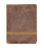 STARHIDE Mens RFID Blocking Distressed Hunter Leather Trifold Coin Pocket Wallet 1195 Brown - Starhide