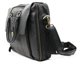 STARHIDE 15" Laptop Genuine Cow Nappa Leather Top Handle Shoulder Messenger Travel Bag Adjustable Strap 530 Black - Starhide