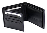 STARHIDE Mens RFID Blocking Trifold Calf Leather Coin Pocket Wallet 1217 Black - Starhide