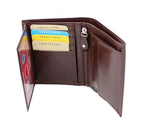 StarHide RFID Blocking Passcase Genuine Leather Handmade Wallet for Men Bifold Style Coin Wallet with 2 ID Holder 1105 Brown - StarHide