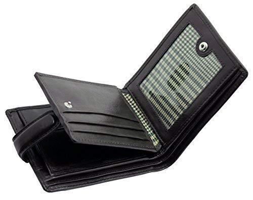 STARHIDE Gents RFID Blocking Smooth Genuine VT Leather Wallet With Coin Pocket and Id Window 1212 (Black) - Starhide