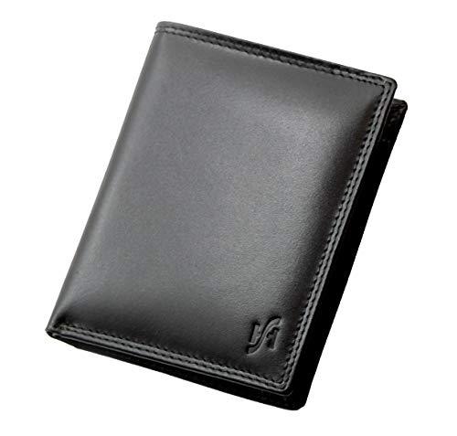 STARHIDE Mens RFID Blocking Genuine Leather Bifold Wallet with Removable ID Cardholder 1090 Black - Starhide