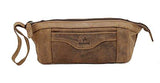 STARHIDE Genuine Distressed Hunter Leather Travel Stationery Pencil Case Makeup Cosmetic Zipper Pouch Bag 555 Brown