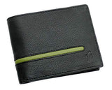 STARHIDE Mens RFID Genuine Leather Trifold Credit Cardholder Coin Pocket Wallet NP06 Black Green - Starhide