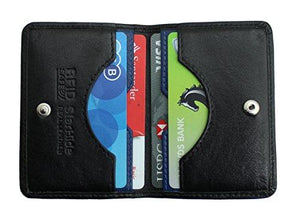 STARHIDE Mens Front Pocket RFID Blocking Minimalist Slim Leather Credit Cardholder Case 120 Black Blue - Starhide