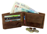 STARHIDE Mens RFID Blocking Distressed Hunter Leather Notecase Wallet Coins And Id Card Holder Gift Boxed 1060 Brown - Starhide