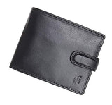 STARHIDE Mens RFID Blocking VT Leather Bifold Zip Coin Pocket Wallet 840 Black - Starhide
