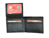 STARHIDE Mens RFID Blocking Genuine Soft Leather Flip Up ID Pocket Wallet 1165 Blue/Black - Starhide