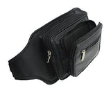 STARHIDE Large Genuine Leather Travel Money Belt Bum Bag Adjustable Waist Strap 510 Black - Starhide