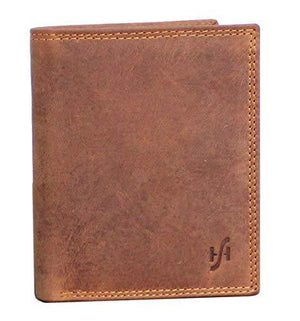 STARHIDE RFID Blocking Genuine Distressed Hunter Leather Billfold Coin Wallet For Men 1070 Brown - StarHide