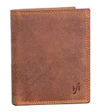 STARHIDE RFID Blocking Genuine Distressed Hunter Leather Billfold Coin Wallet For Men 1070 Brown - StarHide