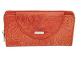 STARHIDE Womens RFID Blocking Embossed Floral Real Distressed Hunter Leather Purse 5570 (Red) - Starhide