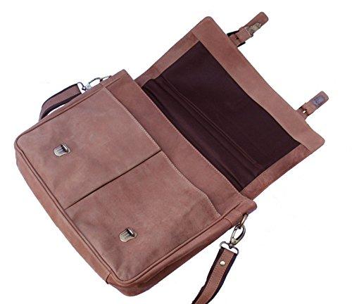 STARHIDE 15.5" Laptop Genuine Distressed Hunter Leather Top Handle Shoulder Messenger Travel Bag Adjustable Strap 535 Brown - Starhide