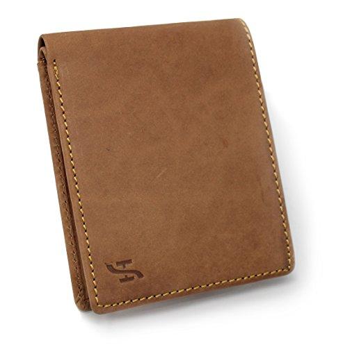 STARHIDE Mens Genuine Distressed Hunter Leather RFID Blocking Wallet 1140 Brown - Starhide