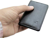 STARHIDE Mens Front Pocket RFID Blocking Minimalist Slim Leather Credit Cardholder Case 120 Black Blue - Starhide
