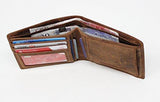 STARHIDE Mens RFID Blocking Small Bifold Distressed Hunter Leather Wallet 1050 Brown - Starhide